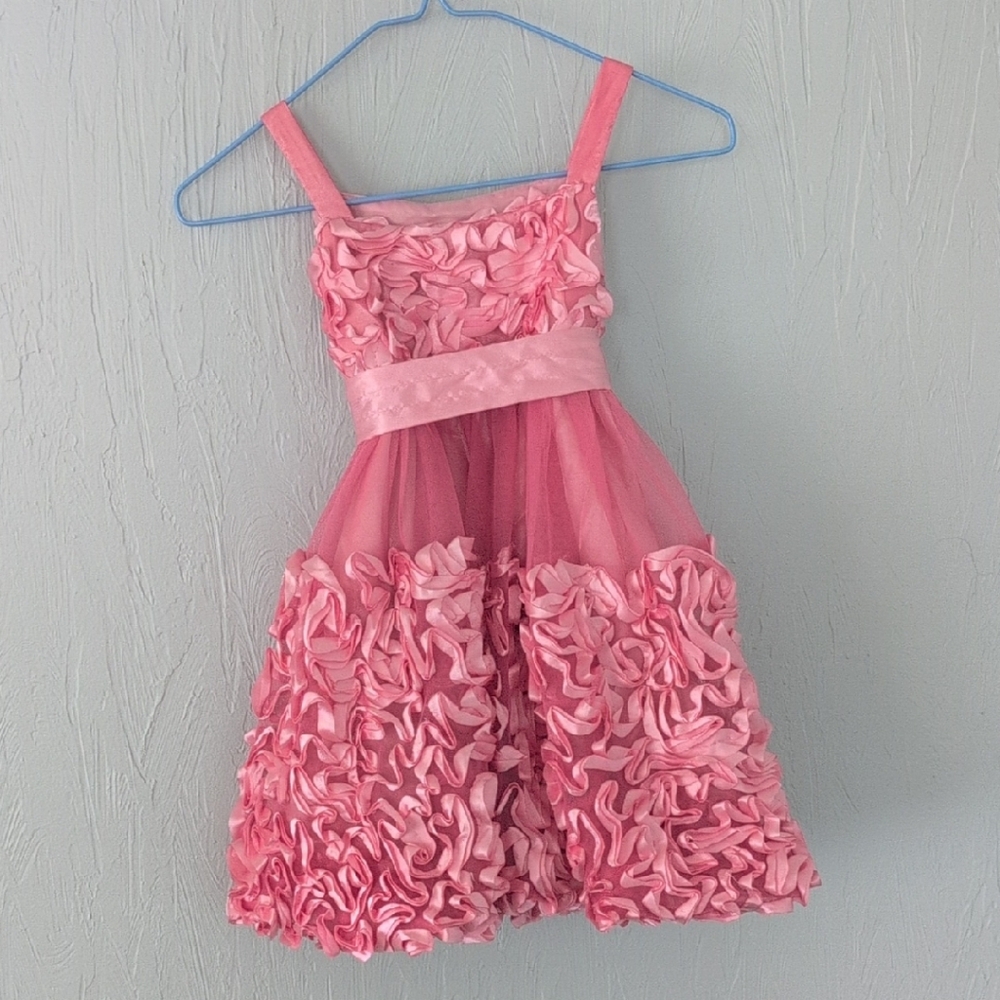 Bonnie Jean Pink Ruffled Tiered Sundress for Wedding Guest
